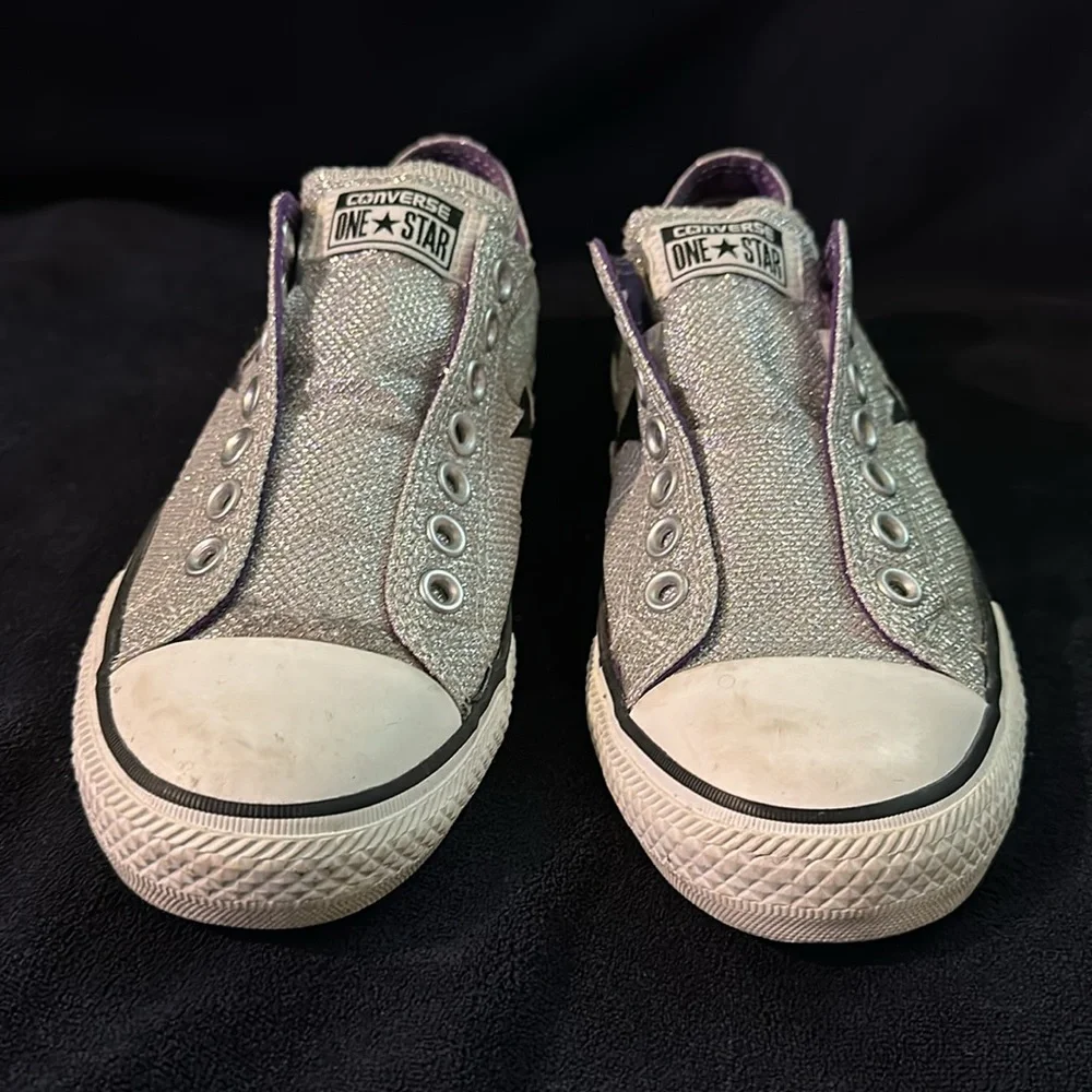 Converse Womens All Star Chuck Taylor Madison Low Size 9 Silver Sparkly Sneakers - Picture 7 of 10
